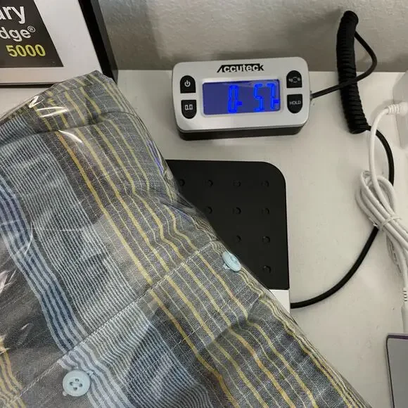 Columbia Men's Shirt Button Down Short Sleeved Blue and Yellow Striped Size XL - Picture 7 of 7